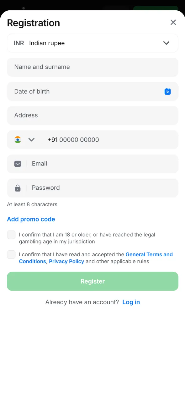 Complete quick sign up steps before starting Aviator.
