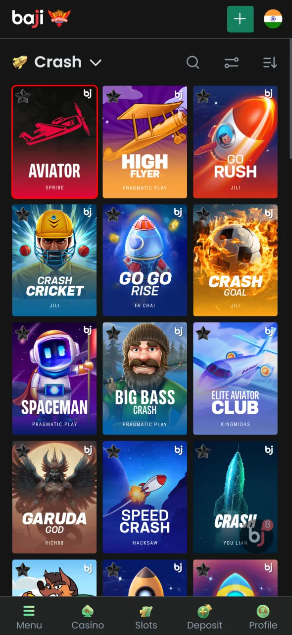 Launch Aviator and begin playing instantly on Baji Live.
