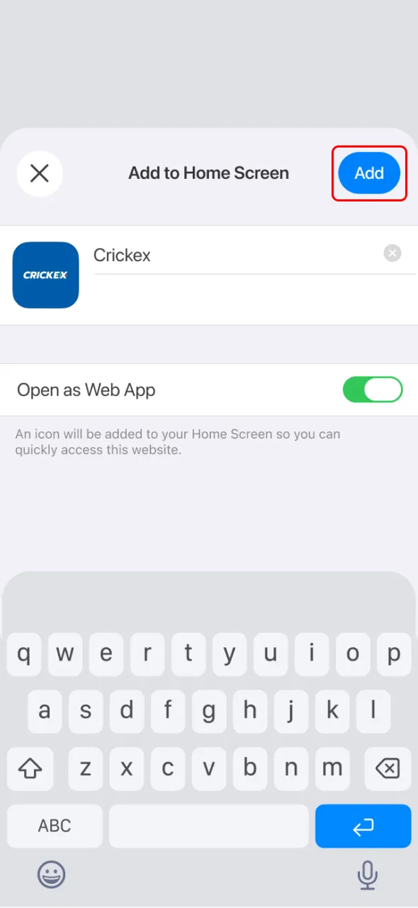 Confirm setup to finish Aviator installation through Crickex application.
