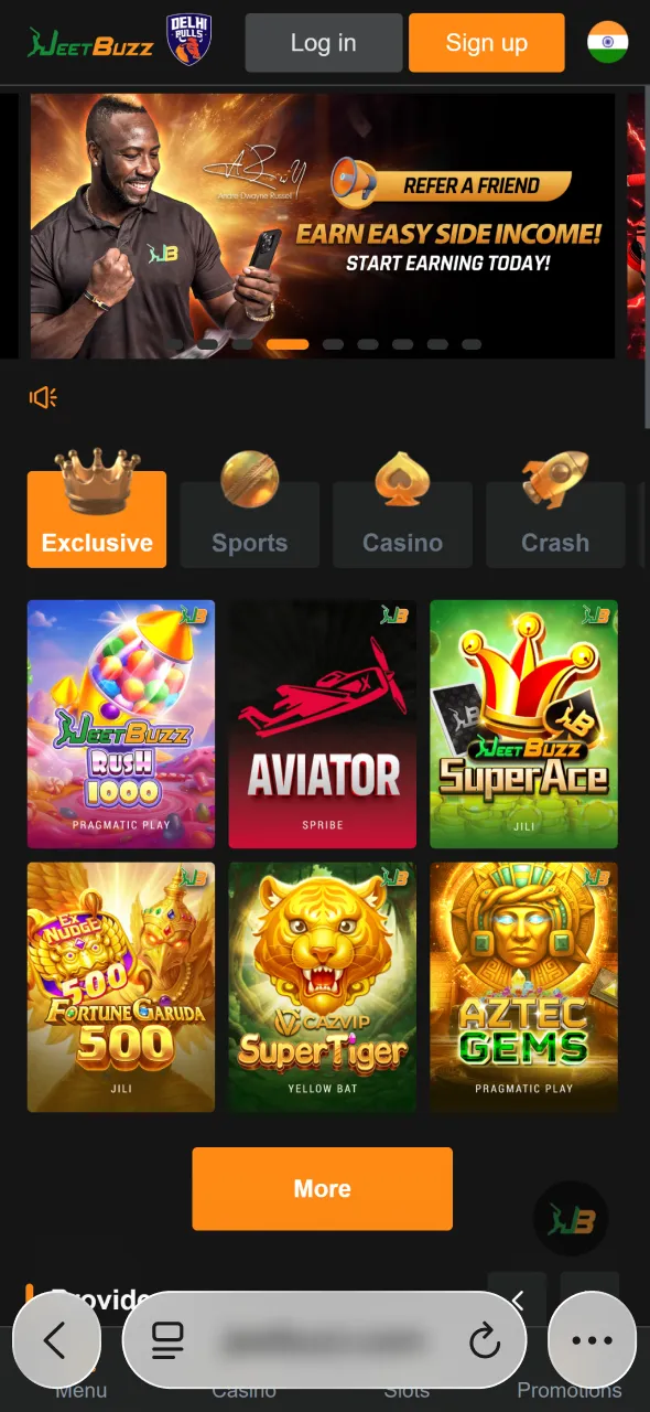 Open Safari and visit site to install Aviator from Jeetbuzz.