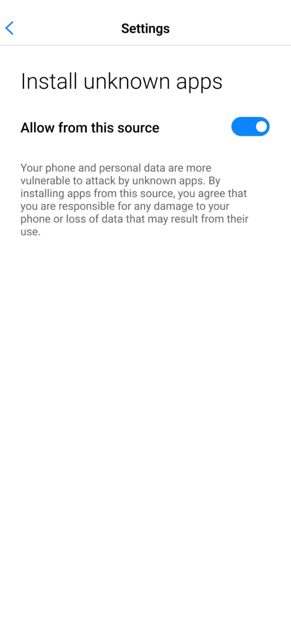 Enable unknown sources to install Aviator from Odds96.