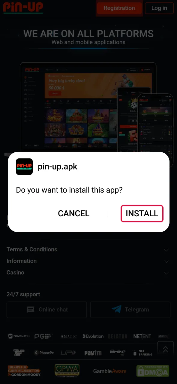 Launch the file after download to install Pin-Up Aviator.